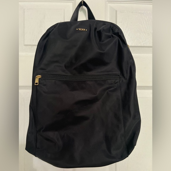 Tumi Classic Black Backpack with Gold Zipper - Picture 1 of 9